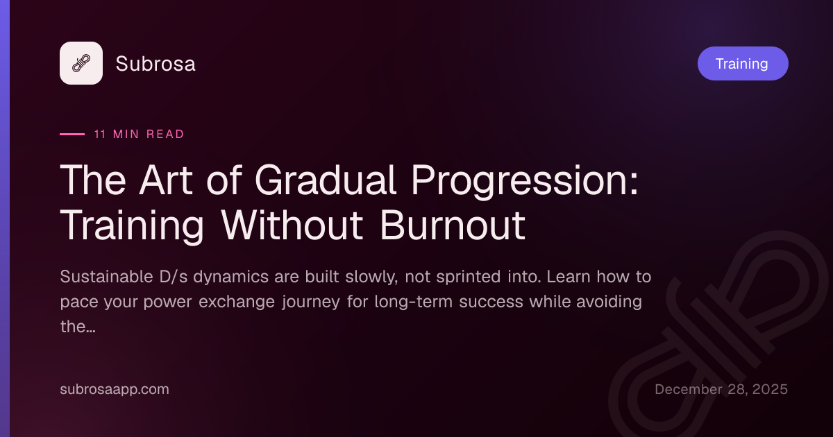 The Art of Gradual Progression: Training Without Burnout | Subrosa Blog